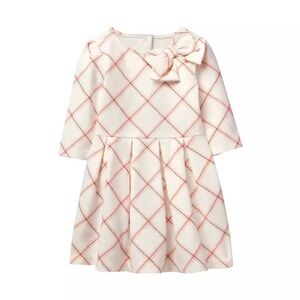 Janie and Jack Cream Plaid Dress with Bow